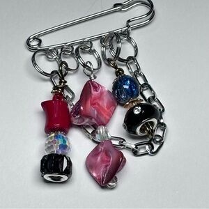 Artisan Glass Bead Brooch Pin Hand Crafted | Glass Multicolor Wire-Wrapped OOAK